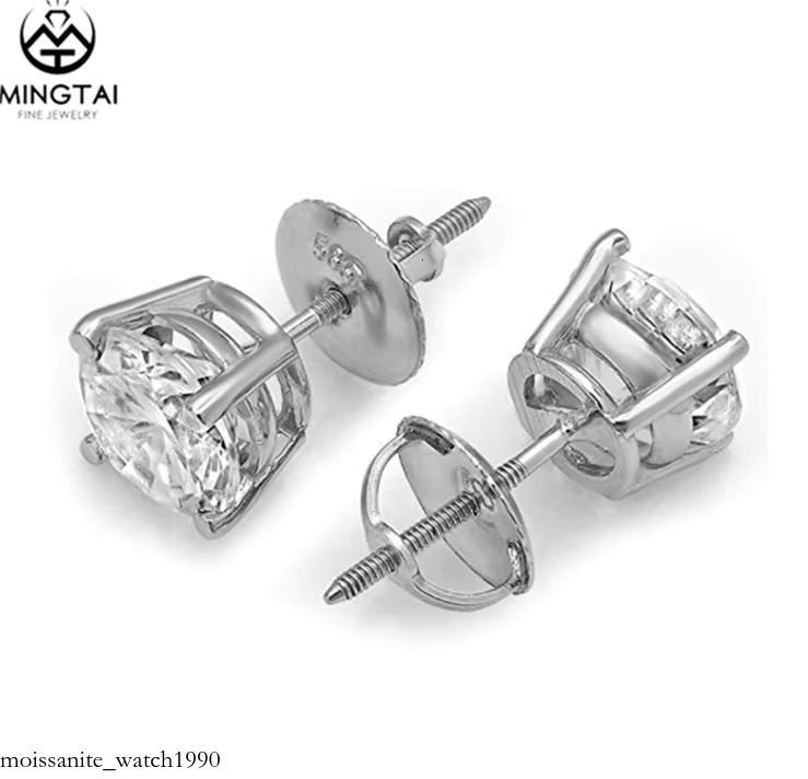 Fashion Hot Sale Moissanite Stud 14k Pure Gold Real Dia Hoop Earrings