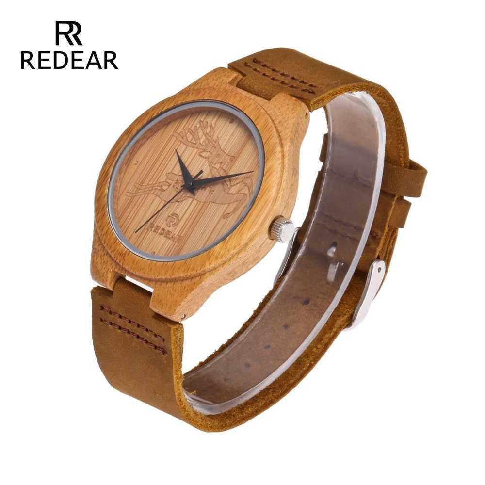 REDEAR OEM him and her reindeer style bamboo mens luxury leather wooden wristband as a holiday gift W250104
