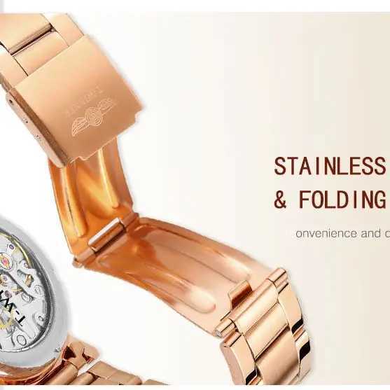 Fashion T-winner Top Brand Womens Skeleton Automatic Simple Womens Watch Relogio Womens Elegant La Clock W250104