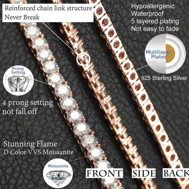 2mm 3mm 4mm 5mm 6mm Vvs Moissanite Hip Hop Jewelry 925 Silver chain necklace Iced Out For Men Women luxury brand jewelry