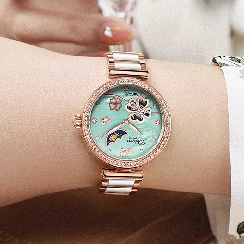 New Design Rotating Automatic Mechanical Womens Ceramic Watch Fashion Classic Watch Montessori Womens Watch W250104