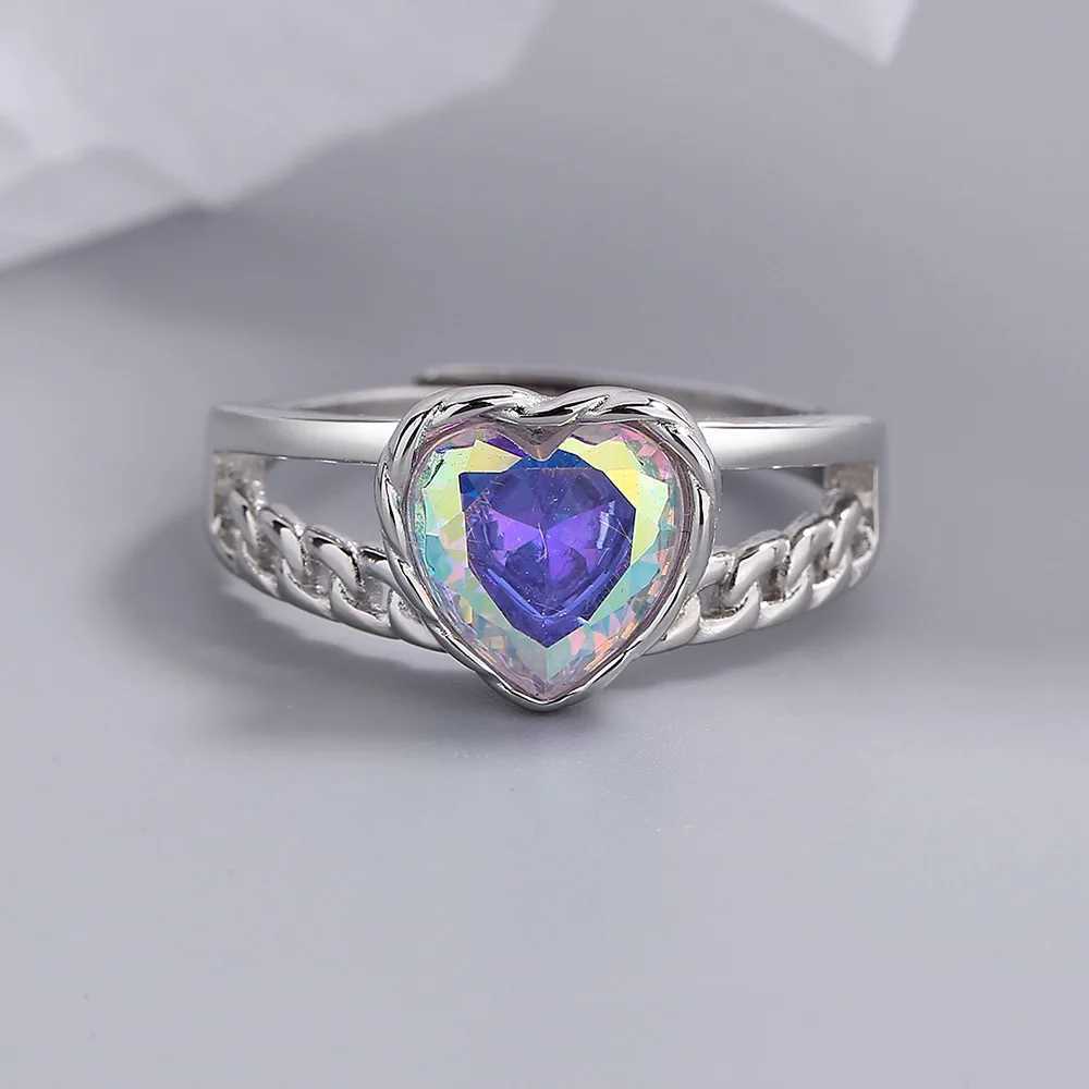 925 Sterling Silver Heart Crystal Adjustable Rings Wedding Luxury Jewelry For Women and Money 925XJ250514