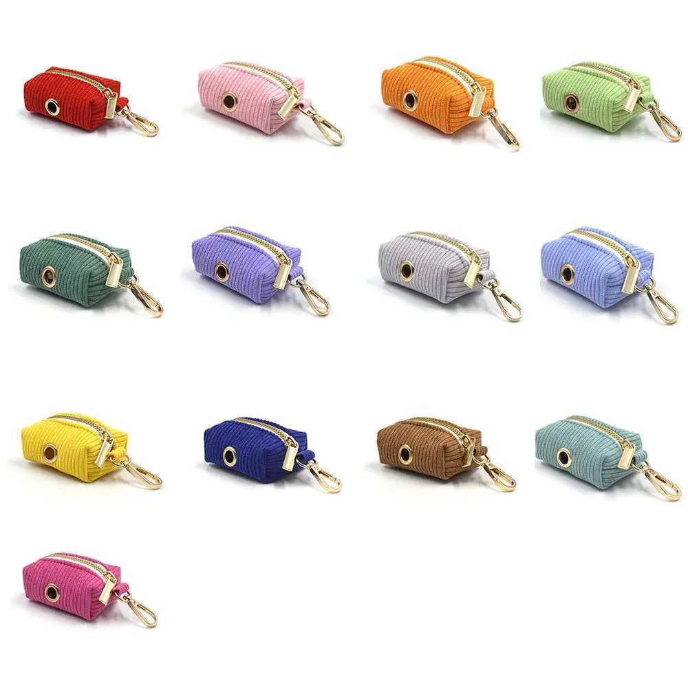 Corduroy Colorful Dog Poop Bag Holder Leash Attachment Protable Pet Waste Bag Dispenser Snack Bag for Outdoors Waiking HikingXJ250104