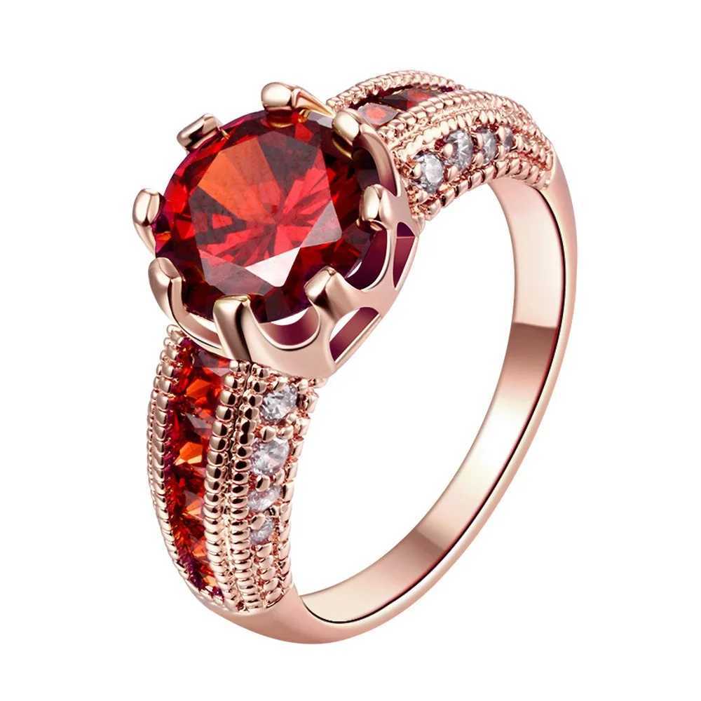 Soild 18K Yellow Gold Princ Ruby Wedding Engagement Rings for Women Fashion Fine Jewelry Rose Gold Christmas GiftsXJ250104