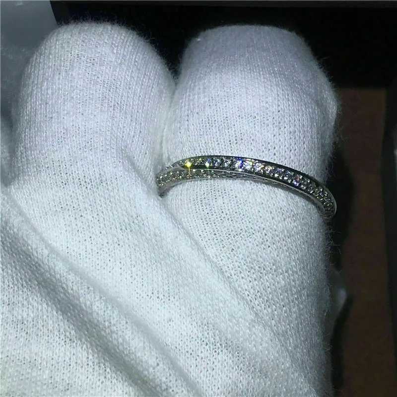 925 Sterling Silver Classic Band Wedding Ring for Women Micro Paved Small Round CZ Stone Simple Marriage JewelryXJ250514