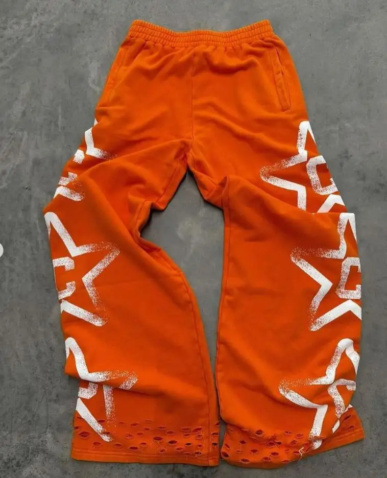 Casual Harajuku Simple Y2K Street Sports Pants Personalized Pattern Slow Running Solid Color High Waist Couple Retro Loose Pants 250103