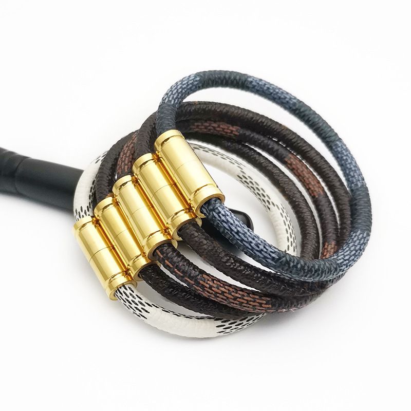 Simple bangle charm designer bracelet luxury bracelet bijoux de luxe leather magnetic buckle plaid letter 17/19/21 cm mens bracelet jewelry woman om08 C4