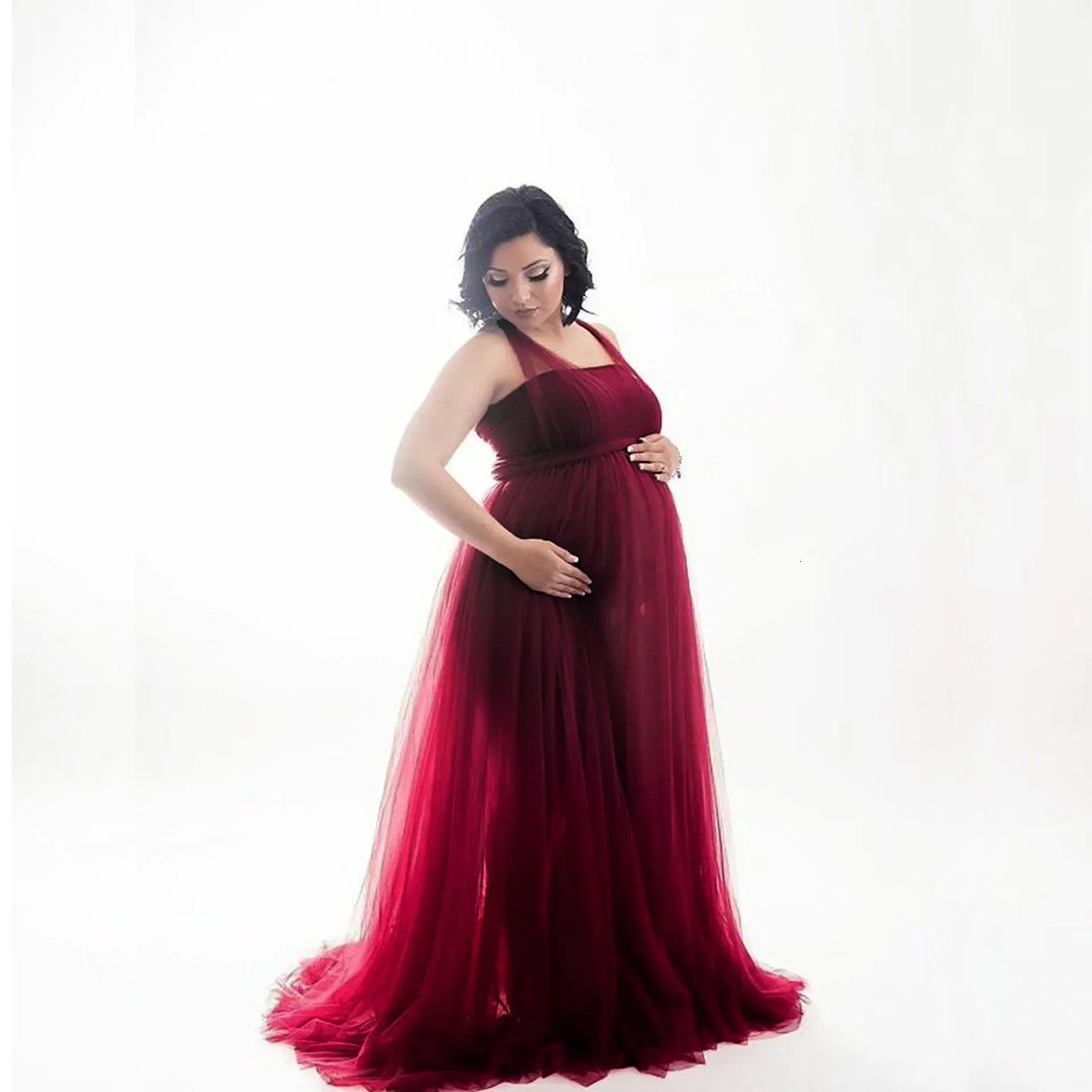 Long Maternity Dress Pography Props Pregnancy Dress Wrap Po Shoot Pregnant Tulle Maxi Gown Party Baby Shower Dress 250103