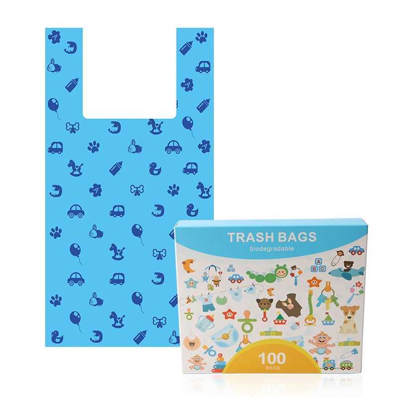 Biodegradable Dog Cat Easy Tie Handle Pet Waste Bags Doggie Poop Bags Dogs Baby Diaper Garbage Bag Car Trash bagXJ250104