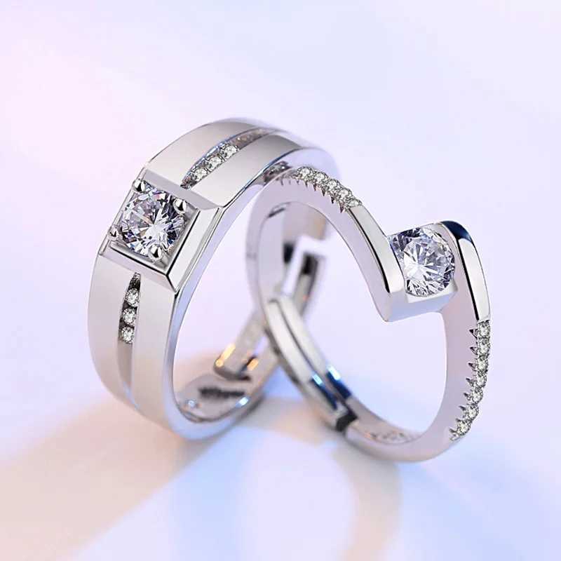 Real 925 Stelring Silver New Mans Couple Jewelry Fashion Crystal Zircon Ring For Woman XY0392XJ250104