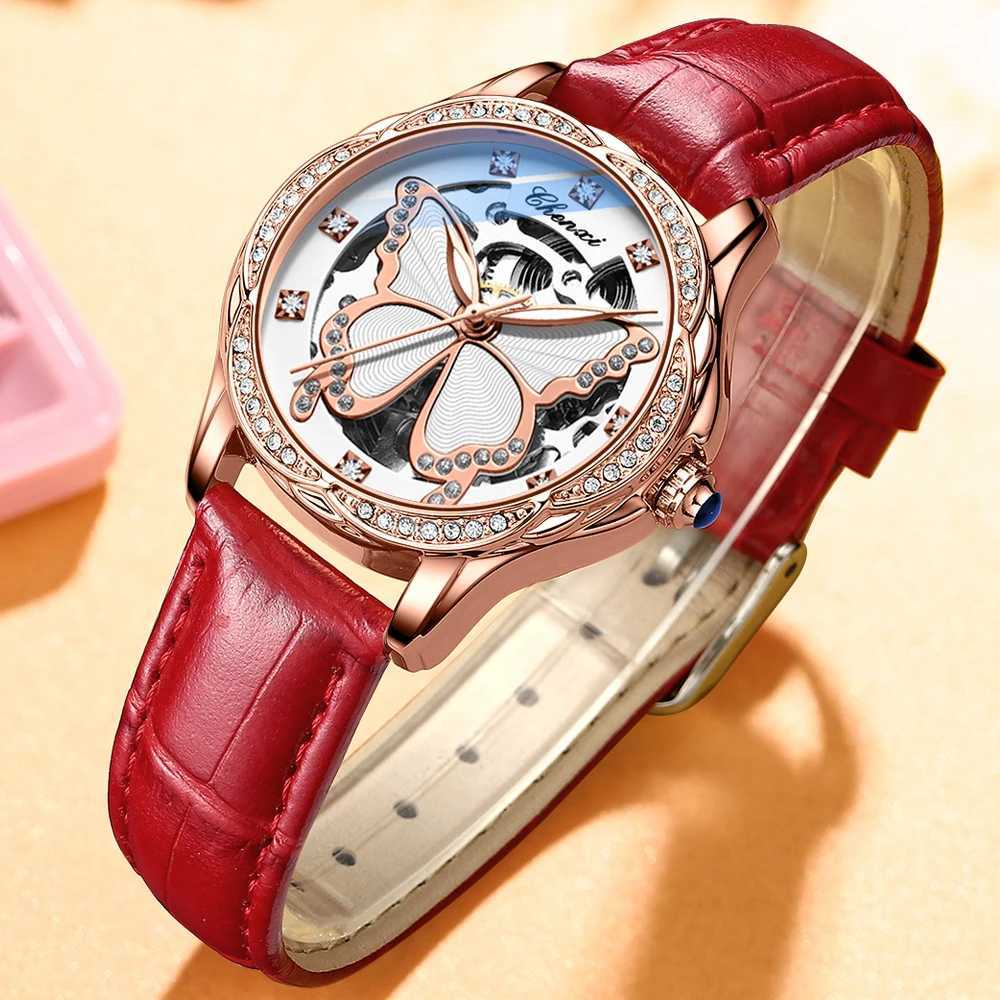 CHENXI New Womens Automatic Luxury Dr Leather Waterproof Womens Wrist Mechanical Quartz Watch W250104