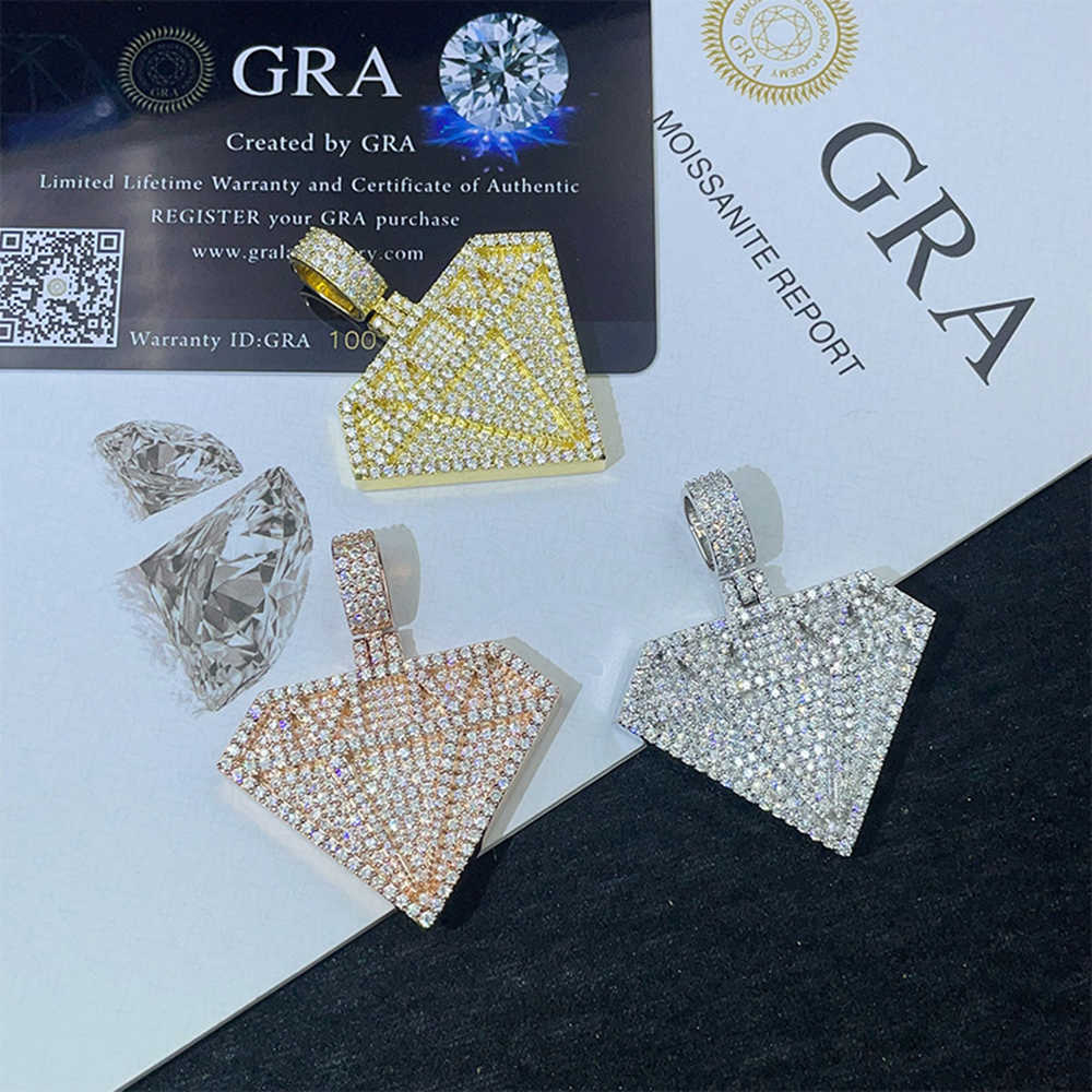 Diamonds VVS Moissanite S925 Pendant Necklace Iced Out Necklaces For Men Pass Diamonds Tester Moissanite Pendant Necklaces GRA