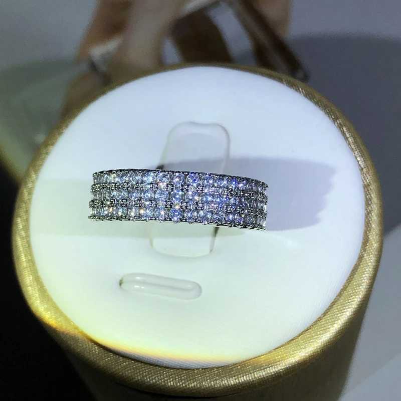 925 Sterling Silver Inlaid With White Zircon Ring Fashion Ladies Half Ring Party Cocktail Party Jewelry GiftXJ250514