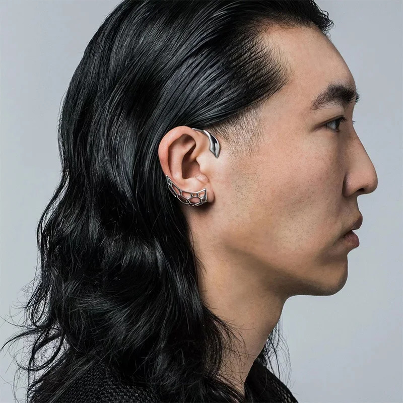 Mesh Ear Clip Copper Alloy Cyberpunk Style Mens And Womens Jewelry Party Gift 250103