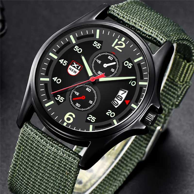Mens Original XINEW Brand Student Fashion Nylon Band Simple Sports Military Date Quartz Wrist Relogio Masculino W250104