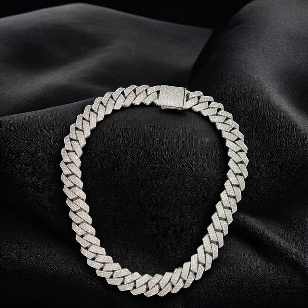 Moissanite Hiphop Jewelry 925 Sterling Silver 20mm 4 Rows Diamond Iced Out VVS Moissanite Cuban Chain