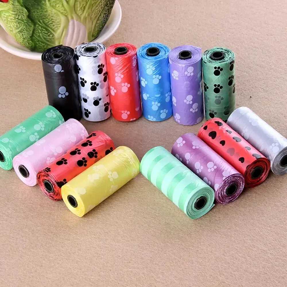 10pcs Degradable Pet Dog Waste Poop Bag With Printing Doggy Bag Degradable Pet Waste Clean Poop Bags Dog Up Clean Bag DispenserXJ250104