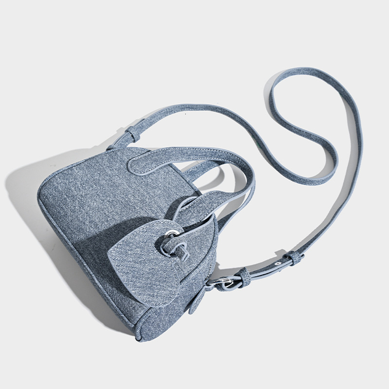 Boston Handbag Women's Small Size 2024 New Spring Trendy Niche Denim Blue Design Feeling Winter Crossbody Bag