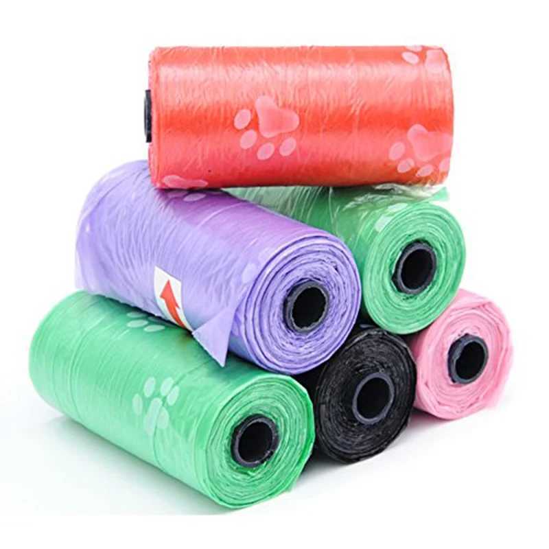 10 Rolls Paw Printing Dog Poop Bag 15 Bags/ Roll Large Cat Waste Bags Doggie Outdoor Home Clean Refill Garbage BagXJ250104