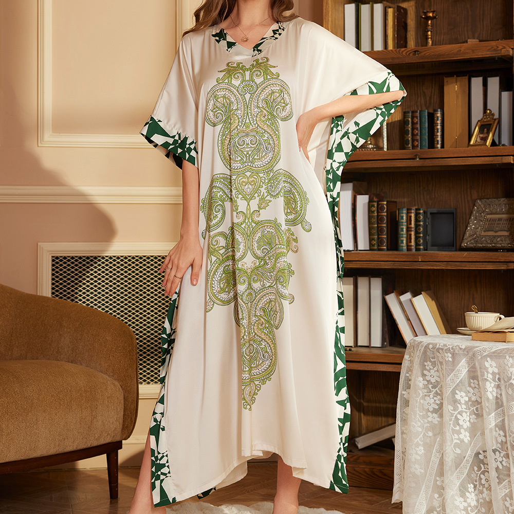 B29-Women's home clothes seamless short-sleeved trousers ice-feeling silky suit printed thin pajamas can be worn outside in summer