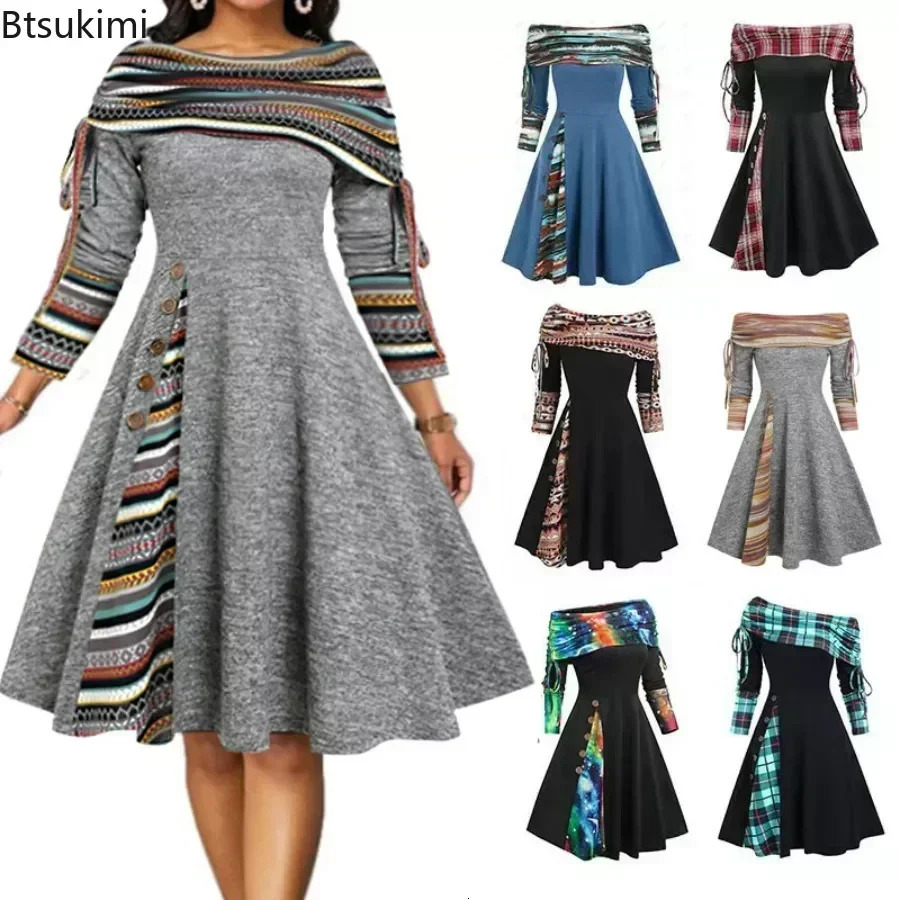 2025 Womens Casual Long Dress A Sholuder Punk Style Elegant Autumn High Waist Gothic Long Dress Womens Tank Top 250103