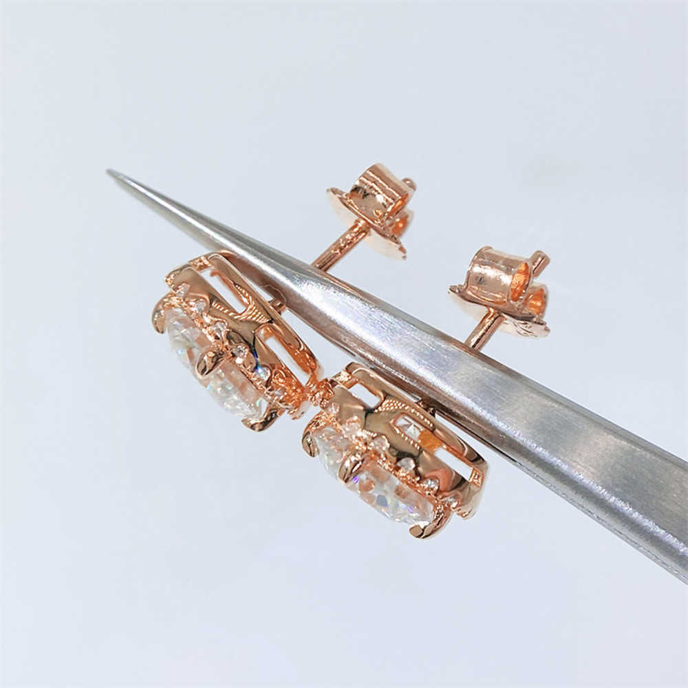 Icedminer Moissanite Diamond Earrings Round S925 Silver Ear Jewelry Pass Tester S925 Silver Earrings for Women