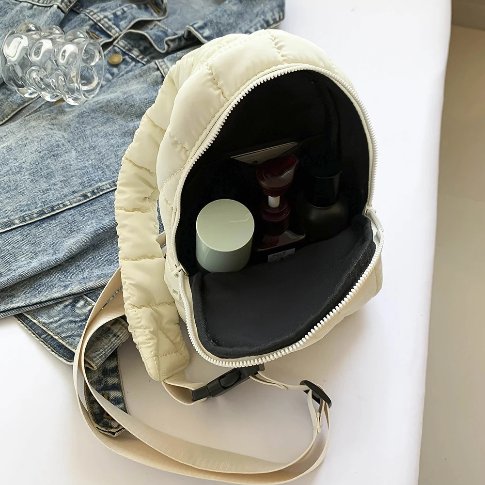 Women Quilted Chest Bag Cloud Waist Bag Adjustable Strap Puffer Crossbody Sling Bag Casual Waist Pack Outdoor Travel Bag 250103