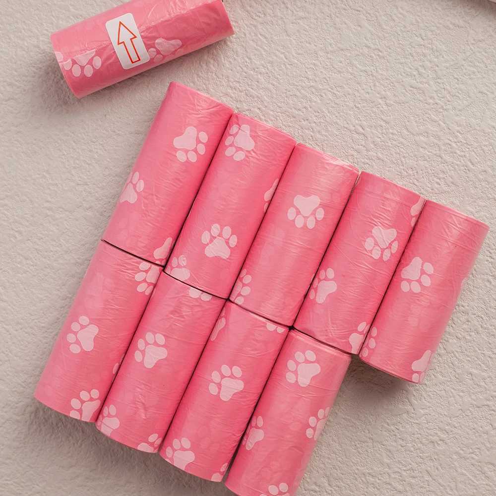 10 Rolls/Pack Pink Series Disposable Leak-Proof Dog Poop Bags Outdoor Clean Waste Bags for Puppy Products Pet Cleaning SuppliesXJ250104