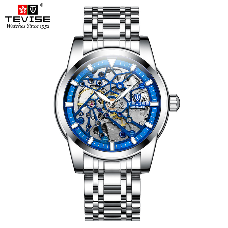 TEVISE Mechanical Watch Tourbillon Hollow-out Design Luminous Function Automatic High-end Business Brand Wristwatch T025 T9005E