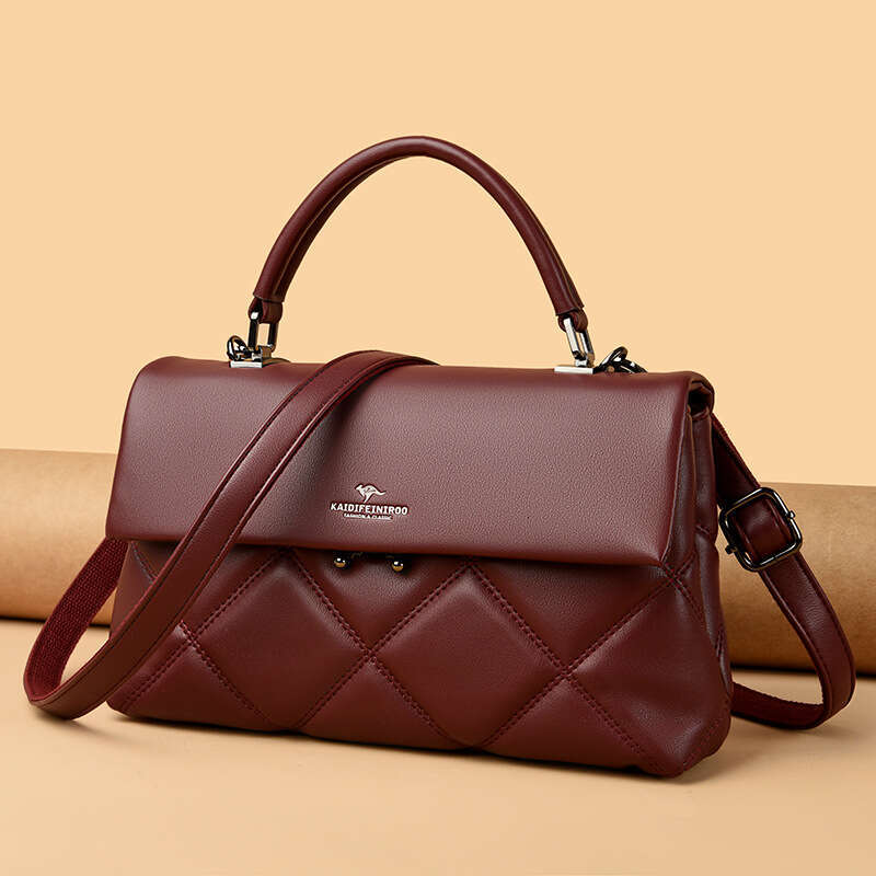 Women's Bags handbag Bag autumn and winter high-end niche handbag new middle-aged lady temperament crossbody diamond grid embroidered thread bag