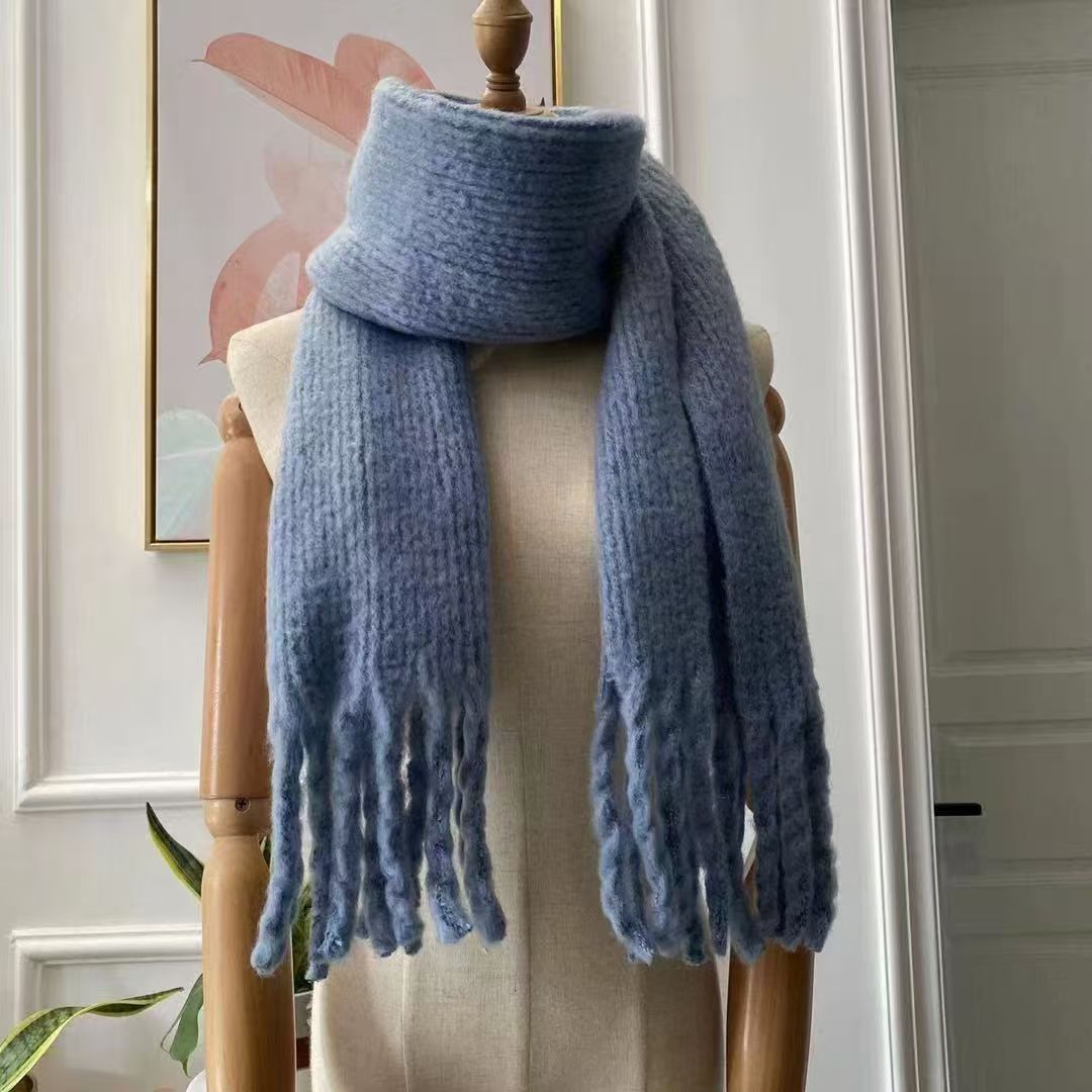 T051 Couple Korean scarf men and women autumn and winter long solid color shawl dual-purpose student warm neck scarf trend