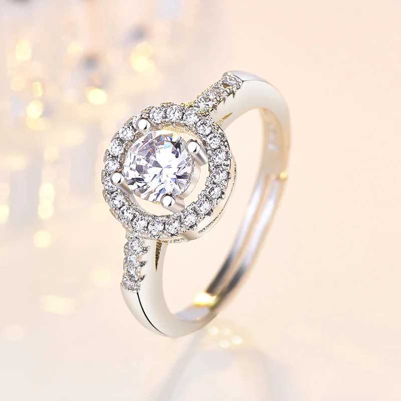 New 925 Sterling Silver Ring AAA Zircon adjustable Size Engagement Rings For Women Wedding Ring Party Fashion N Jewelry GiftXJ250104