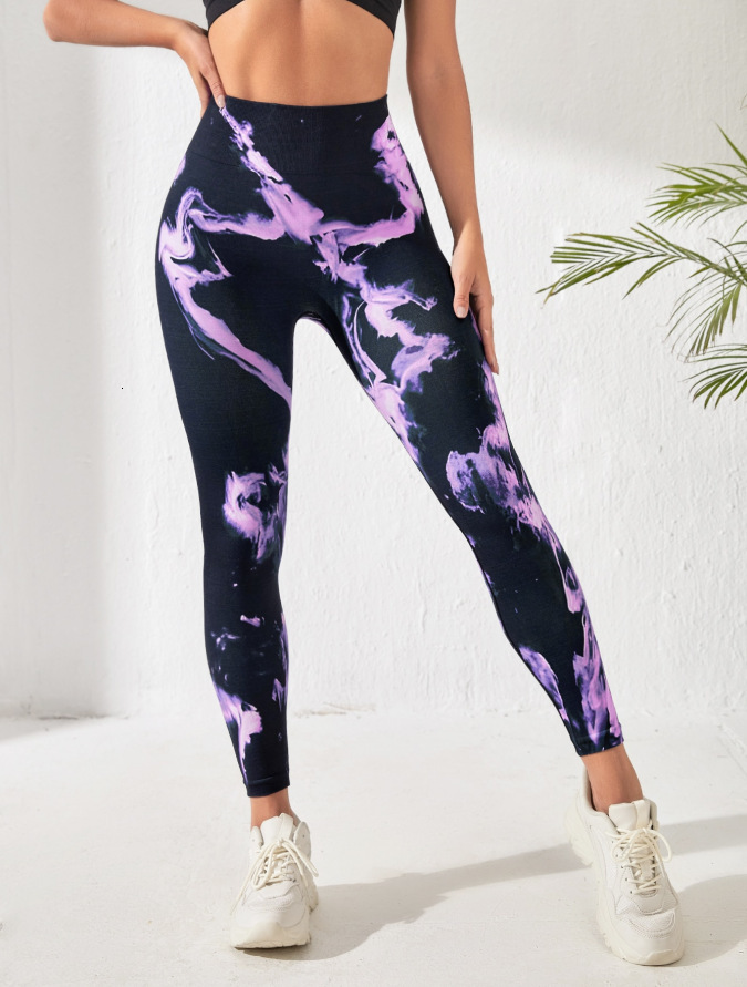 Tie Dye Seamless Scrunch Butt Lifting Legging Push Up Workout Elastic Tights Booty High Waist Yoga Pants Gym Leggings