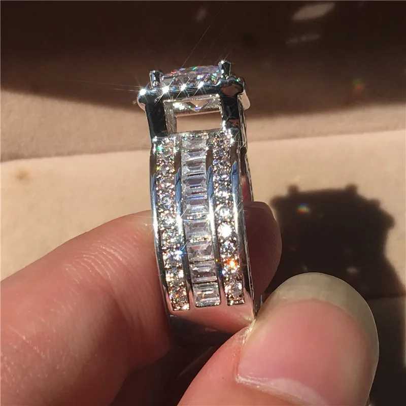 Vintage Ring Princ Cut 3ct 5A Zircon Sona Cz 925 Sterling Silver Engagement Wedding Band Rings for Women Men GiftXJ250104