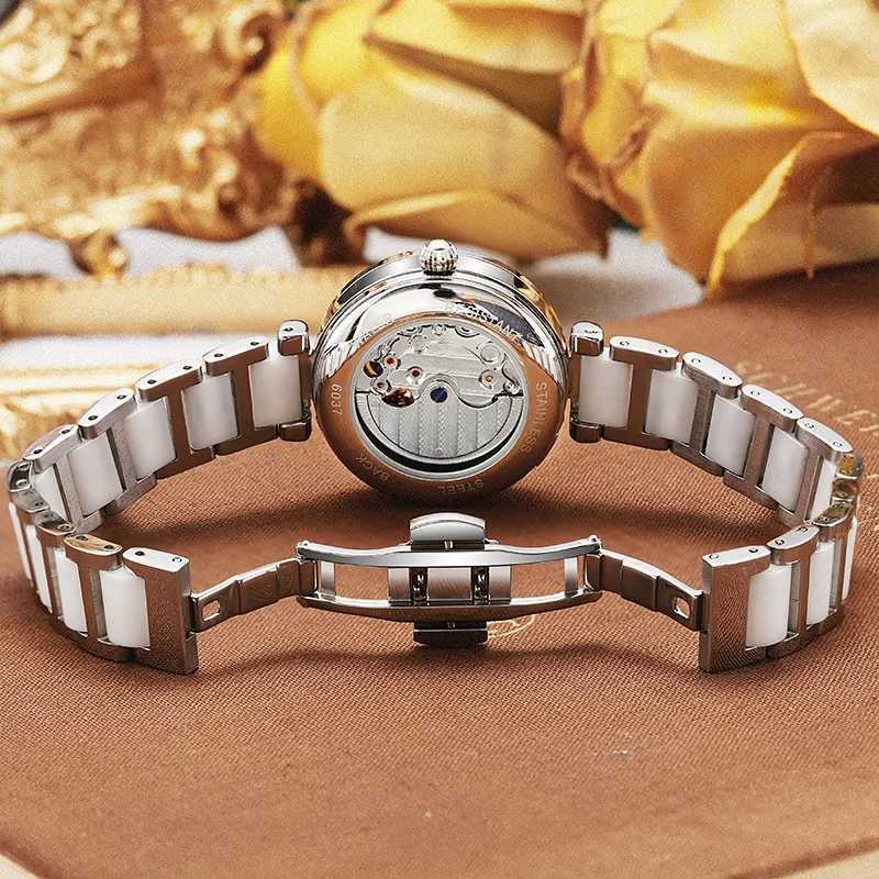 New Design Rotating Automatic Mechanical Womens Ceramic Watch Fashion Classic Watch Montessori Womens Watch W250104