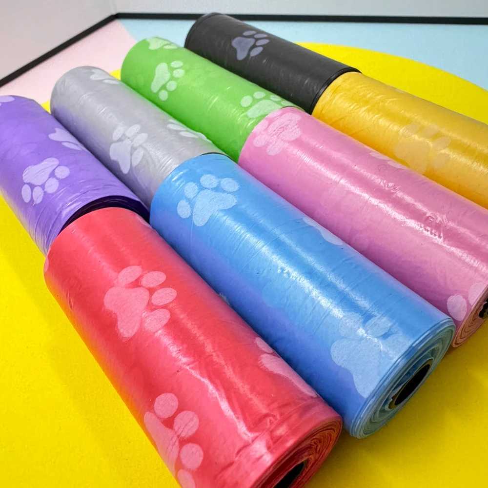 8pcs Degradable Pet Dog Waste Poop Bag With Printing Doggy Bag Degradable Pet Waste Clean Poop Bags Dog Up Clean Bag DispenserXJ250104