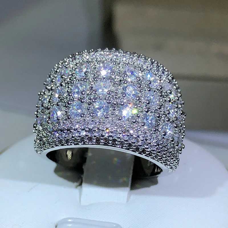 New luxury round 925 sterling silver pendant zircon engagement ring womens anniversary gift jewelry bulk salesXJ250412