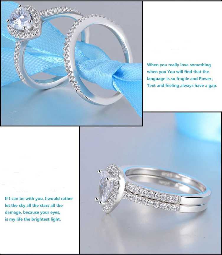 925 Sterling Silver New Women ring set Jewelry Teardrop Zircon CZ Diamond Engagement Wedding Ring set for womenXJ250514