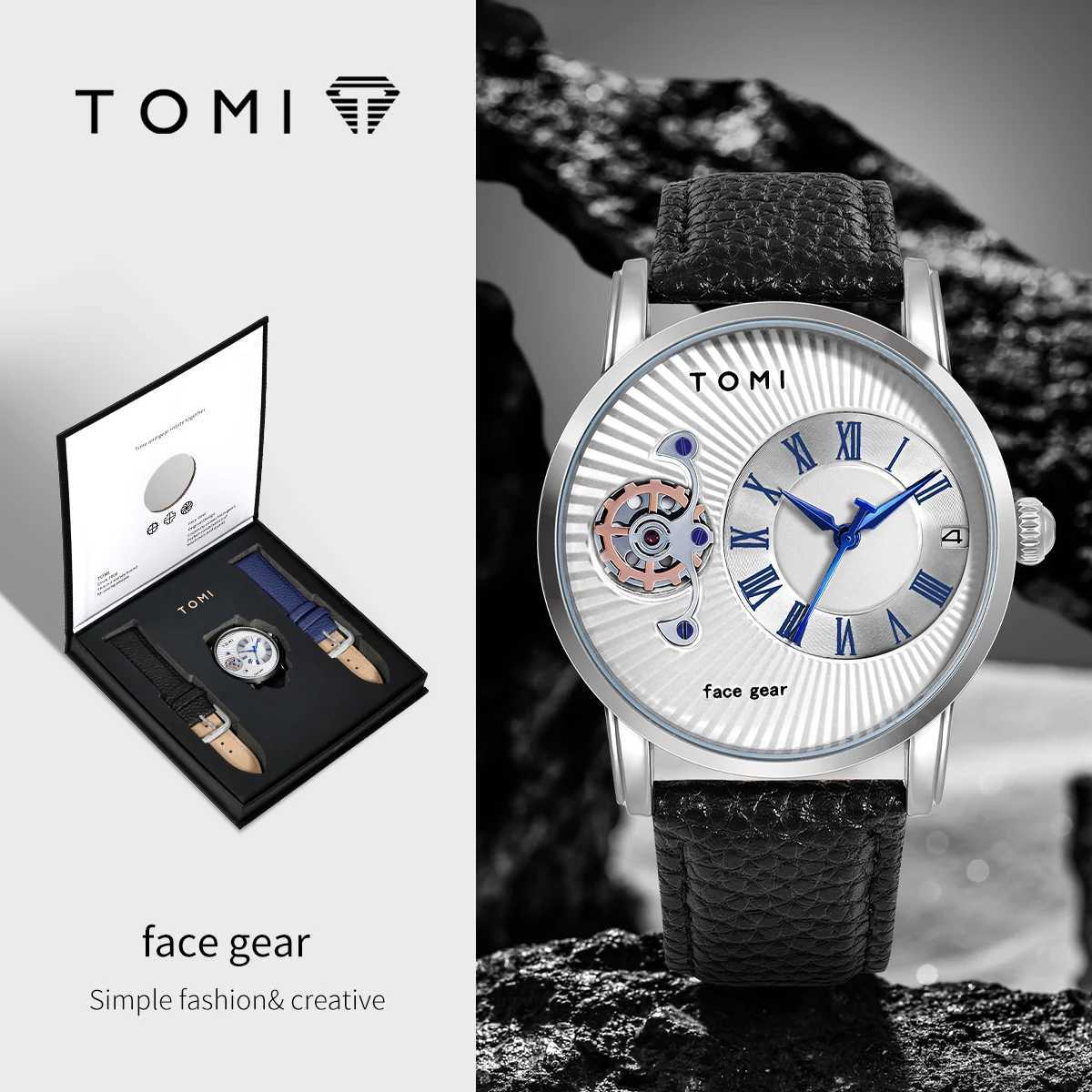 TOMI Classic Minimalt Mens Gift Set Luxury Business Mens Leisure Quartz Round Large Dial Quartz Gift W250104