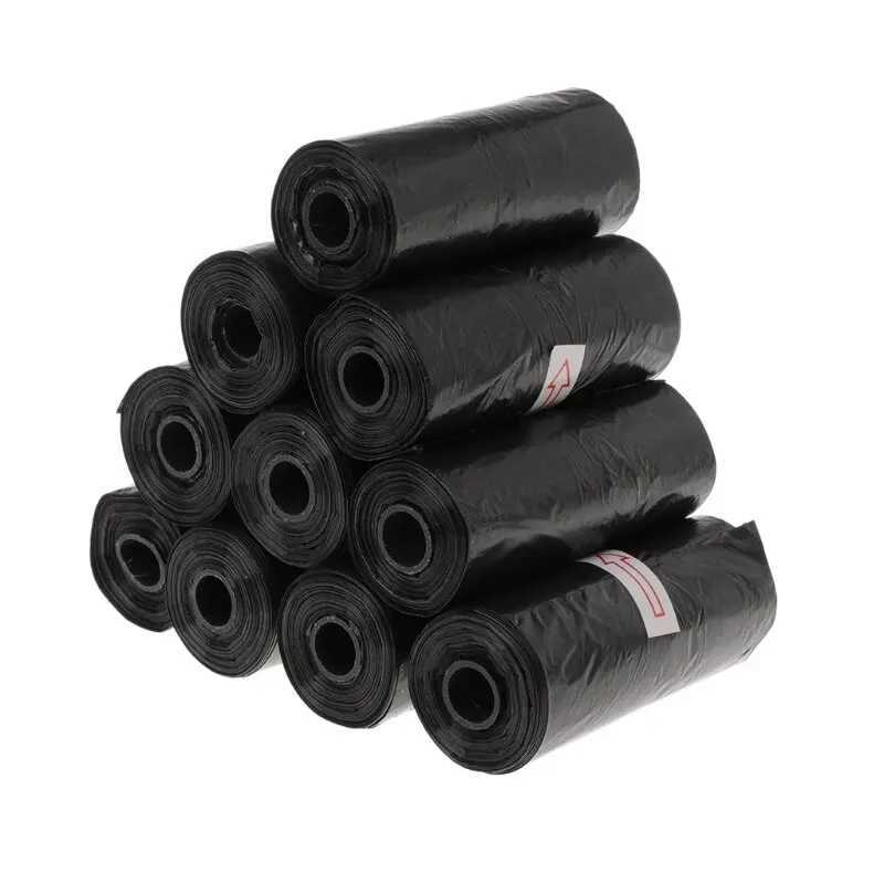 Pets Poo Bags Rolls Strong Thick Leakproof Disposable Waste Bin Bags Perfect For Dogs Cats Puppies Walking Road Black ColorXJ250104