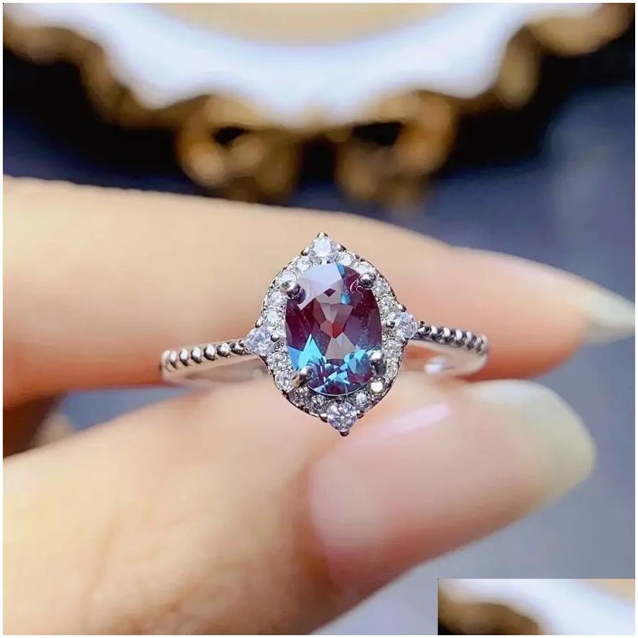 Ring Vintage Unique Oval Alexandrite Engagement 925 Sterling Silver Halo Stone Bridal Wedding For Women Drop Delivery Jewelry Dhc21 R250425