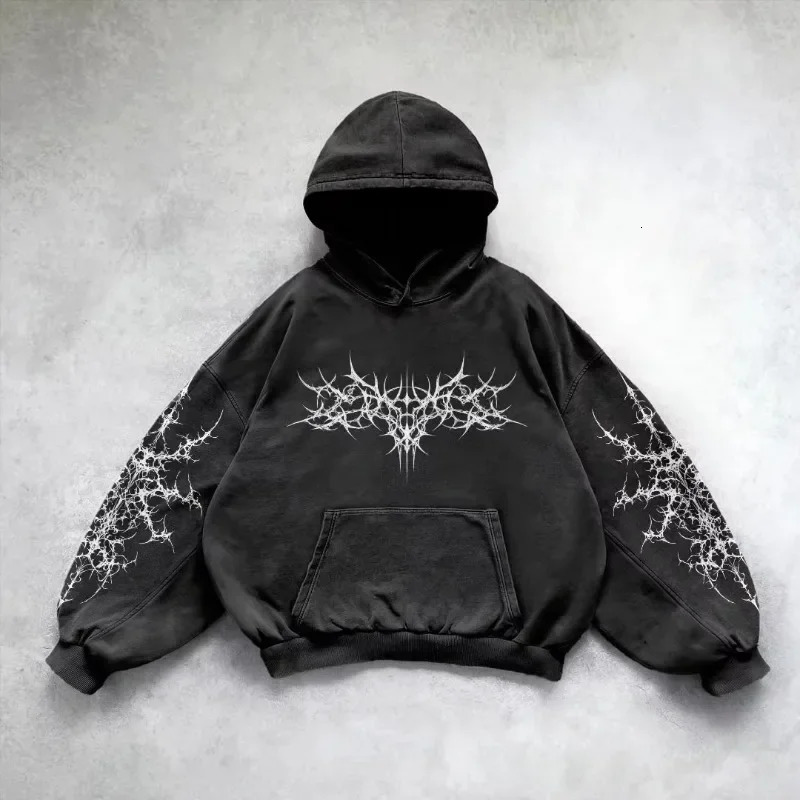 Street Fashion Trend Fleece Thick Hoodie Women Y2K Harajuku Casual Loose Joker Sweatshirt Couple Punk Retro Pullover 250103