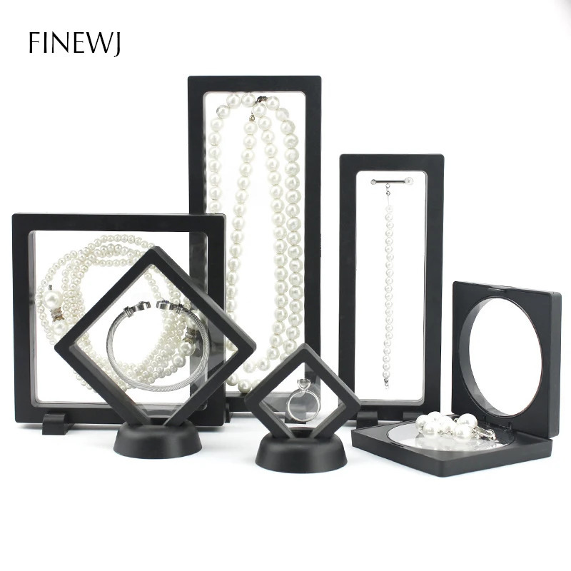 PE Film Jewelry Storage Box 3D Packaging Case Gemstone Free Stand Floating Frame Membrane Ring Earrings Necklace Display Holder 241225
