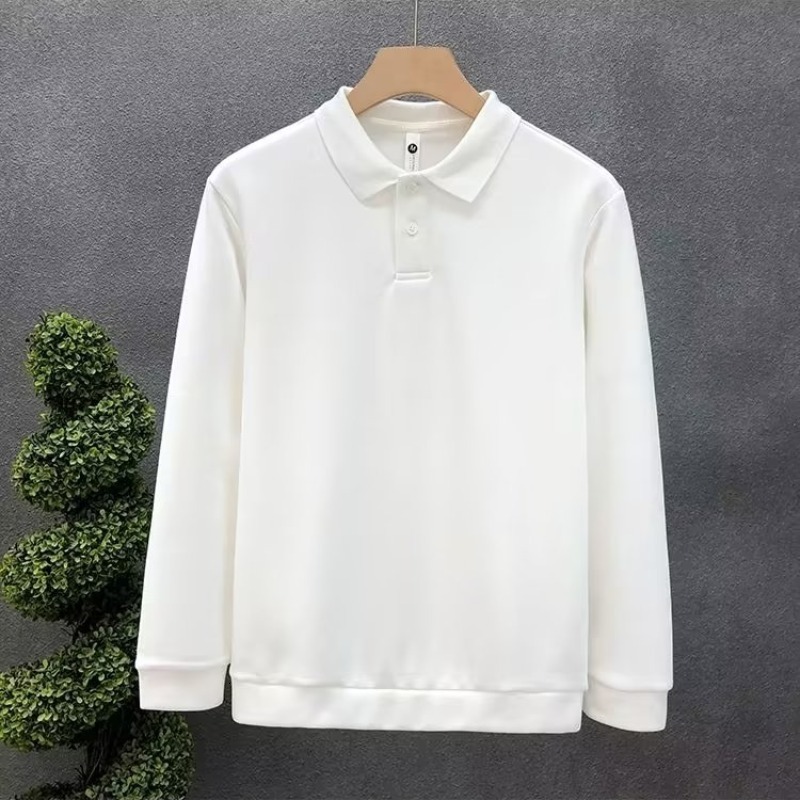 White long sleeved polo shirt mens trendy brand European goods 2023 new autumn top mens casual leading long sleeved T-shirt