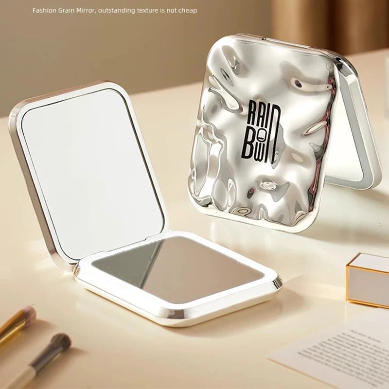 Galaxy Folding Make Up Mini Mirror with LED Light 5X Magnifying Small Pocket Portable Travel Cosmetic Mirrors with Type-C Cable 250103