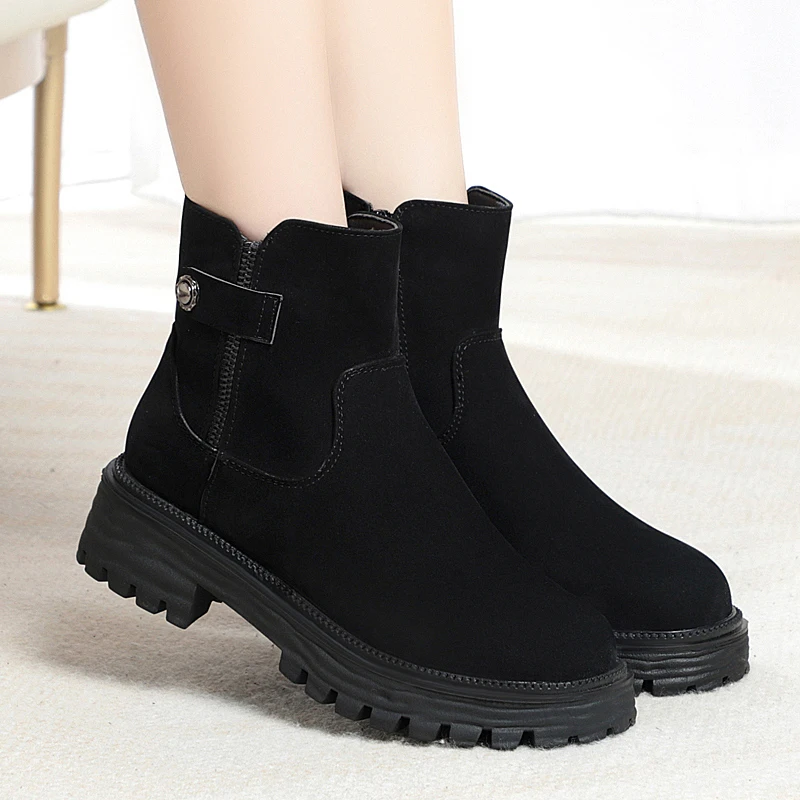 AIYUQI Winter Shoes Boots Ladies Genuine Leather Women Snow Boots Large Size Natural Wool Warm Women's Ankle Boots