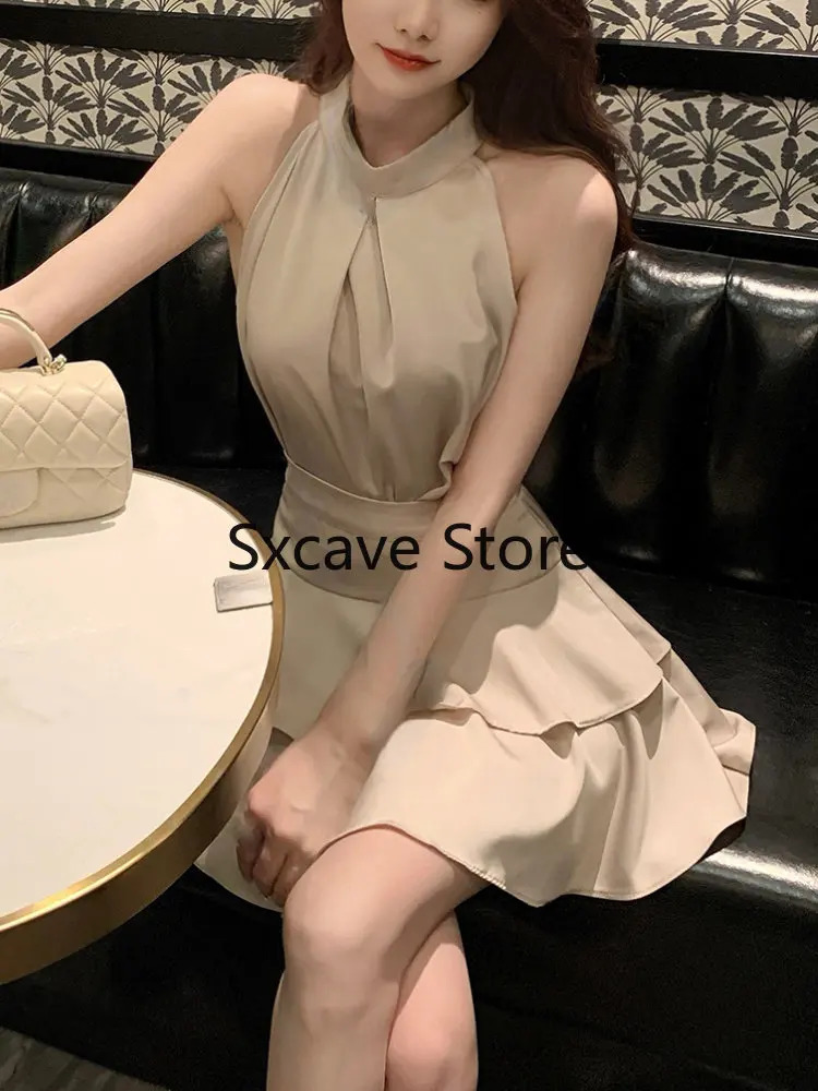 Elegant Satin 2 Piece Dress Set Women 2023 Summer Sleeveless Y2k Crop Tops Mini Skirt Female Even Party Black Korean 250103
