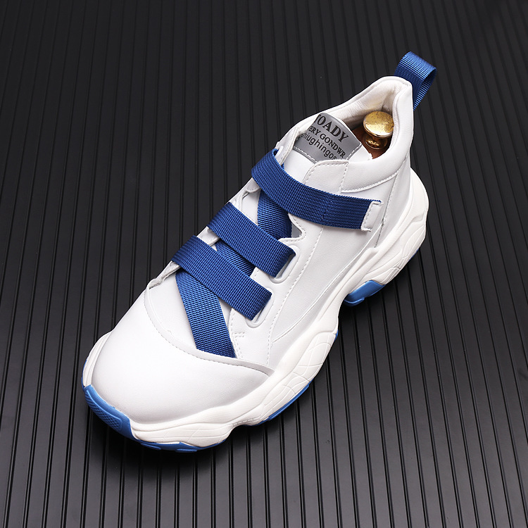 Men Sports Shoes Simple Casual Style Versatile Fashion Thick Sole Personality Outdoor Running Training Triple Blue Yellow Free shipping
