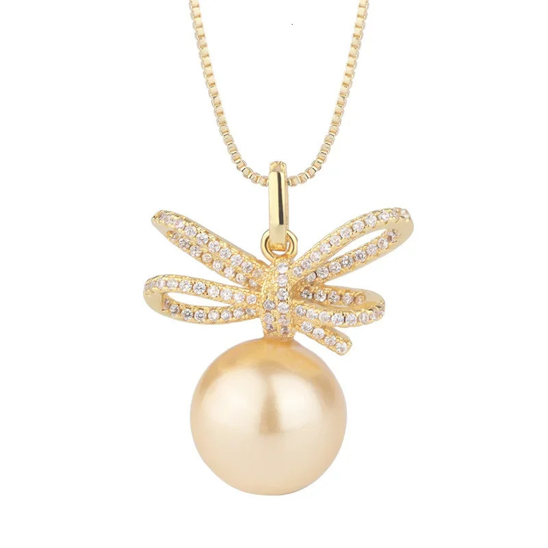 S925 Silver Plated 18K Gold Plated PT950 Platinum Light Gold Shell Beads Korean Style Bow Diamond Set for Women 14mm 250102