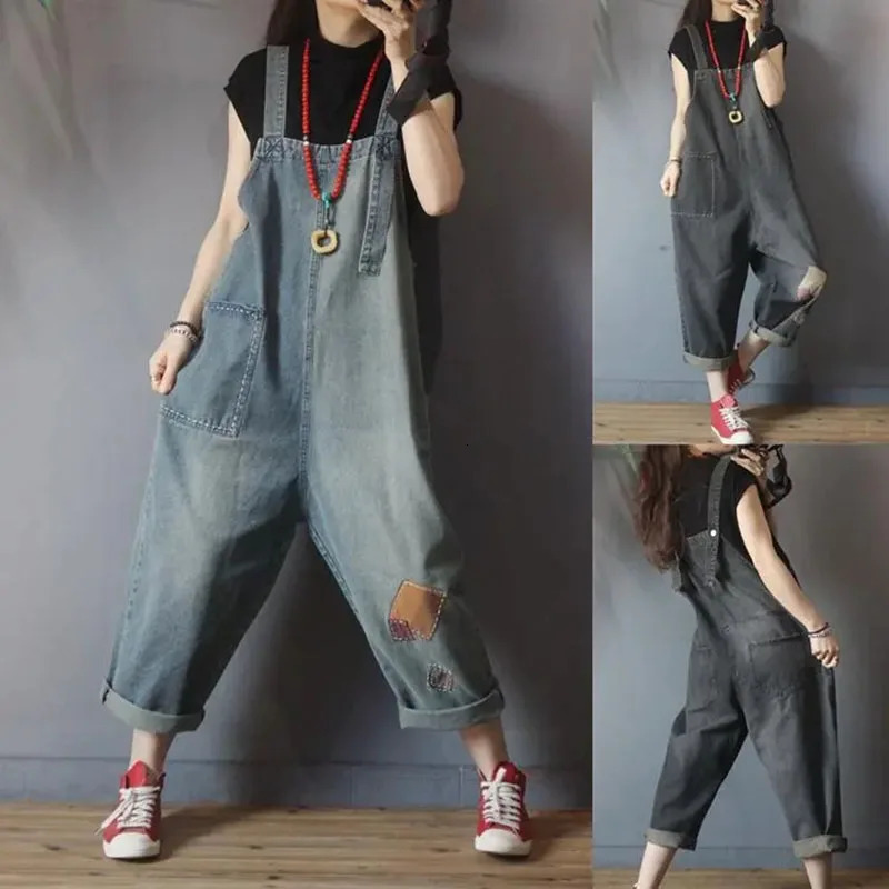 Womens Casual Denim Straps Jumpsuit Loose Oversized Women Rompers Jeans Overalls Vintage Female Nine Cents Suspenders Spri 241230
